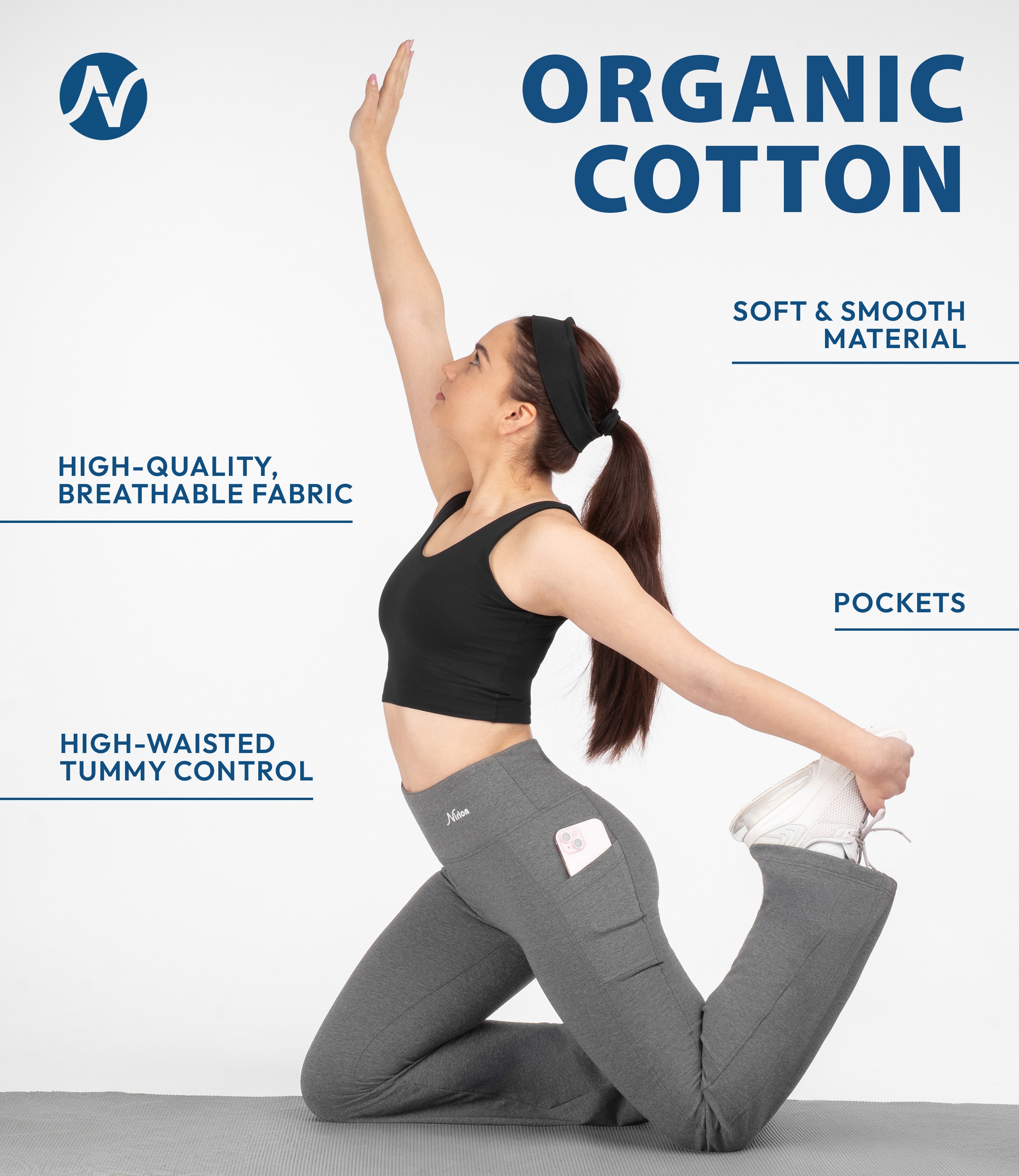 CottoNIR™ High Waist Bootcut Leggings with Pockets for Women