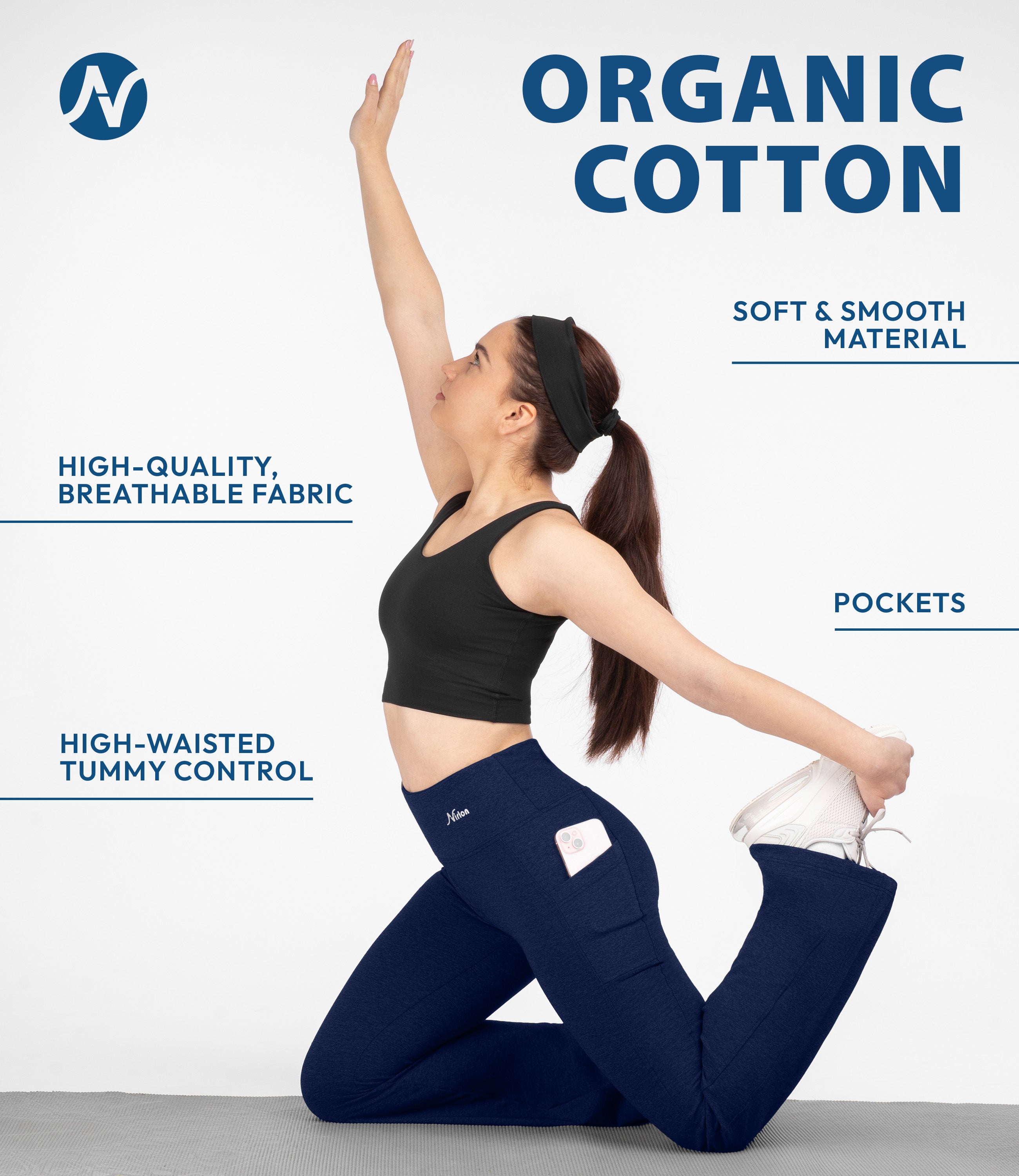 CottoNIR™ High Waist Bootcut Leggings with Pockets for Women