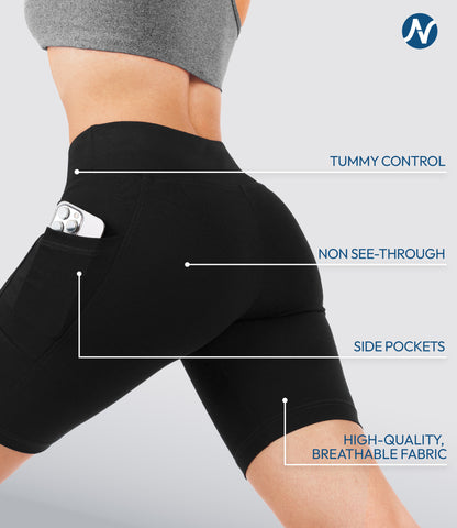 CottoNIR™ High Waist Biker Shorts with Pockets for Women