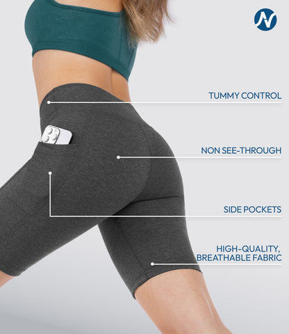 CottoNIR™ High Waist Biker Shorts with Pockets for Women