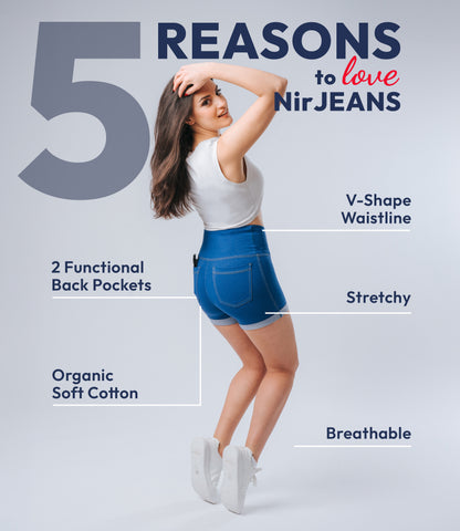 NirJEANS™ Crossover High Waist Short Jeggings with Pockets