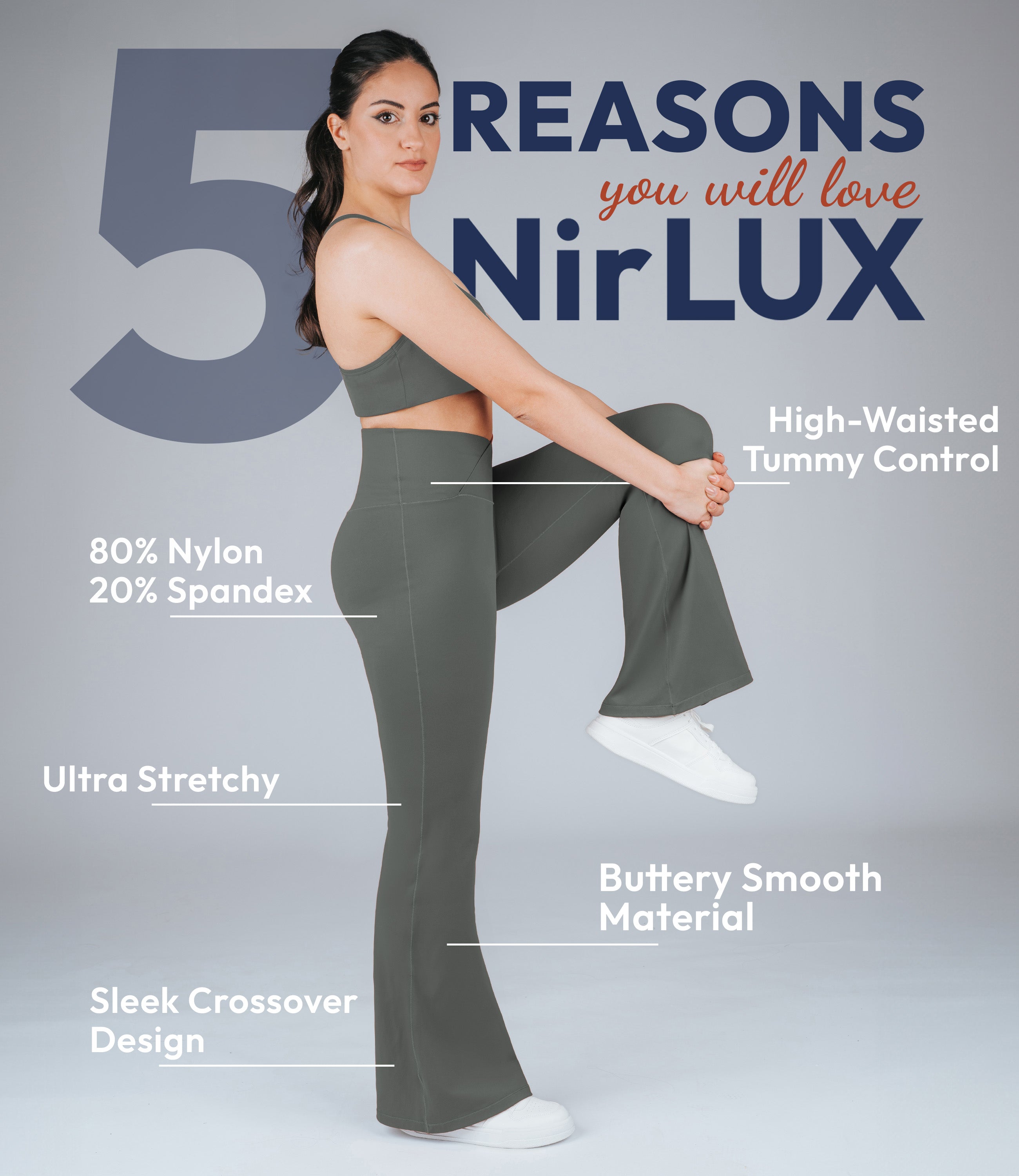 NirLUX Crossover Flare Yoga Pants