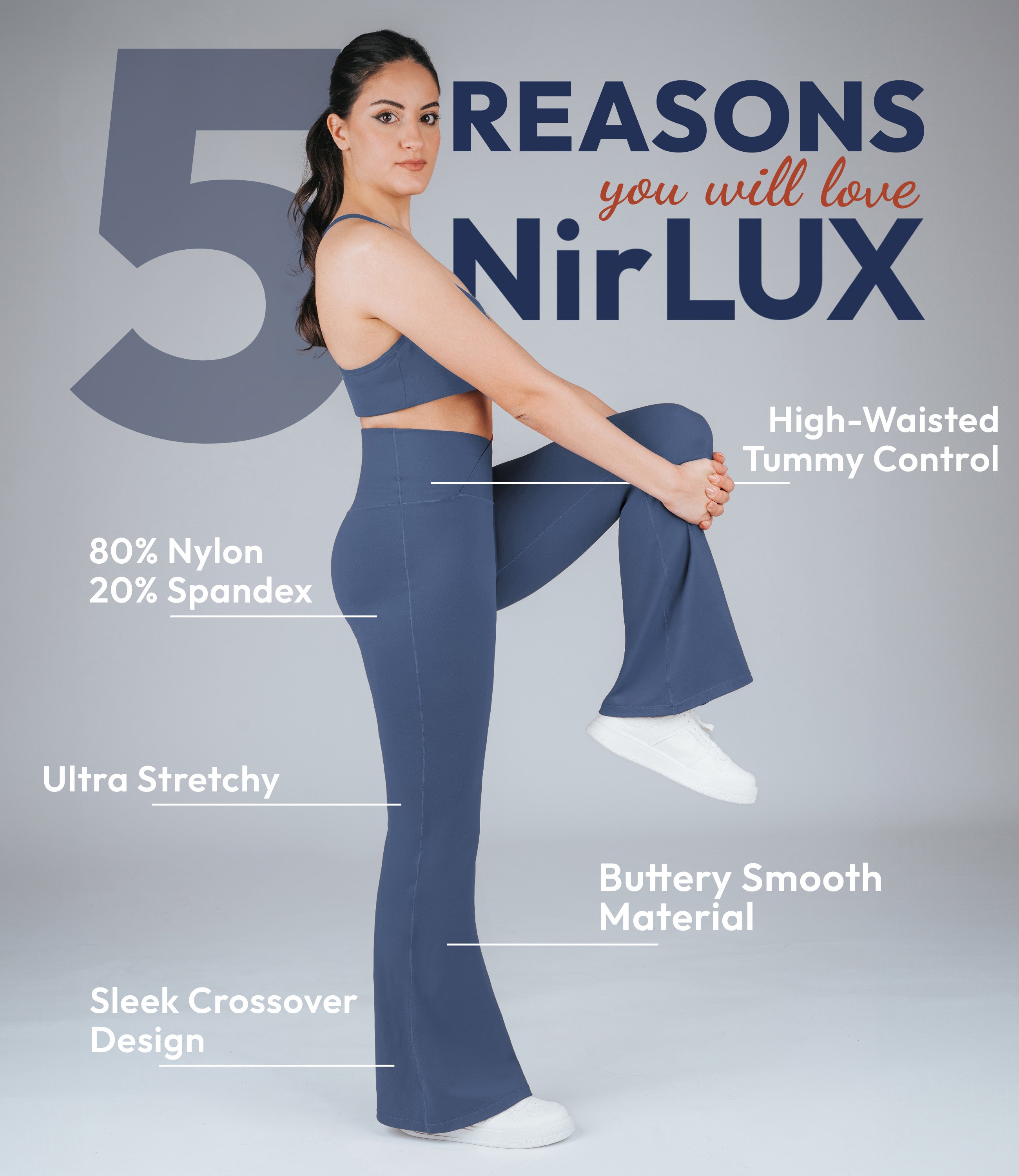 NirLUX Crossover Flare Yoga Pants