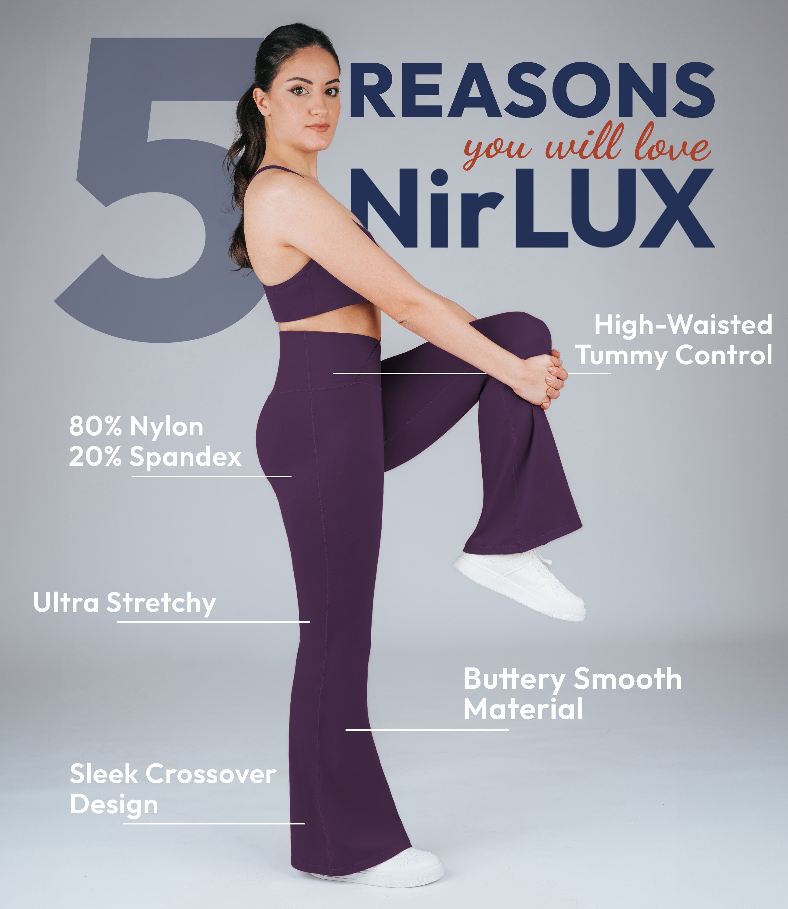NirLUX Crossover Flare Yoga Pants