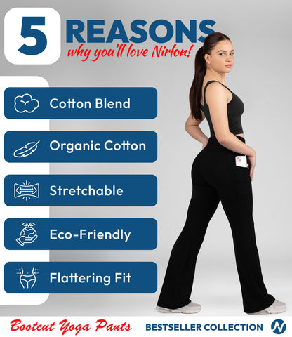 CottoNIR™ High Waist Bootcut Leggings with Pockets for Women