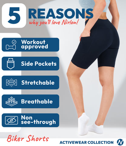 CottoNIR™ High Waist Biker Shorts with Pockets for Women