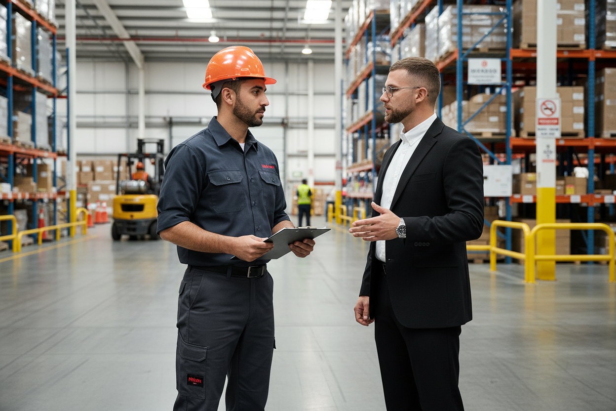 Warehouse Scene with Nirlon Workwear
